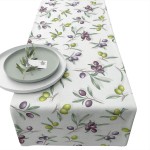 Chemin de table en coton olives  40 x 150 cm