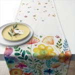 Chemin de table en coton printemps vibrant 40 x 150 cm