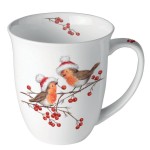 Mug en porcelaine fine rouge-gorges de Nol