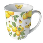 Mug citrons et papillons jaunes en porcelaine fine 400 ml