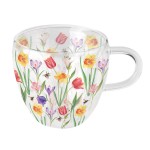 Tasse  th en verre double paroi fleurs du printemps