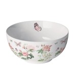 Bol blanc en porcelaine roses et papillons