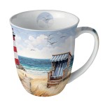 Mug promenade sur la plage en porcelaine
