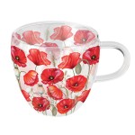 Tasse  th en verre double paroi coquelicots dt