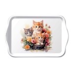 Mini plateau rectangulaire en mélamine chatons dans un panier Mini plateau rectangulaire en mélamine chatons dans un panier