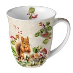 Mug en porcelaine fine �cureuil et rouge-gorge 40 cl
