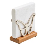 Porte-serviettes papillon bois de manguier et m�tal 16,5 cm