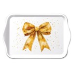 Mini plateau en m�lamine n�ud dor� de No�l
