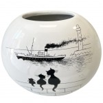 Vase Le Trio en cramique Oval Chats par Dubout