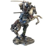 Statue samurai  cheval aspect bronze