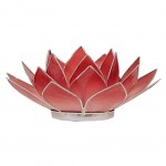 Porte Bougie Fleur de Lotus rouge nuanc et argent 1er chakra