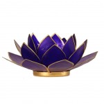Porte Bougie Fleur de Lotus Bleu fonc et or 6 me chakra