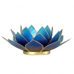 Porte Bougie Fleur de Lotus Bleu violet bord or