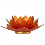 Porte Bougie Fleur de Lotus Orange ros et Or 2nd chakra
