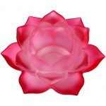 Porte Bougie Rose foncé Lotus en verre