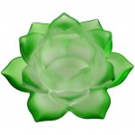 Porte-bougie vert lotus en verre