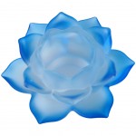 Porte-Bougie Bleu Lotus en verre
