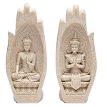 Statuettes Namaste Mudra Mains avec Bouddhas couleur sable