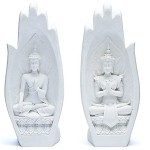 Statuettes Namaste Mudra Mains avec Bouddhas blanches