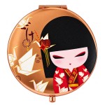 Miroir de poche Nozomi double face grossissant cuivr� 7 cm