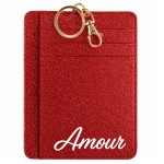 Porte-cartes porte-cl�s amour en polyester paillet�