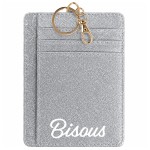 Porte-cartes porte-cl�s bisous en polyester paillet�