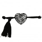 Bracelet élastique fantaisie pour femme noir Coeur