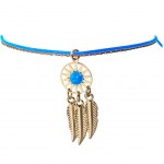 Bracelet Bleu Ciel pour femme fantaisie thème Indien dorée