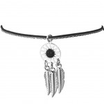 Bracelet Noir pour femme fantaisie thme Indien Argente