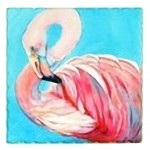 Sous plat bleu en cramique Flamant Rose
