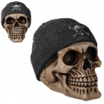 Tirelire Crne bonnet gris en rsine