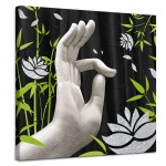Cadre en toile Vitarka Mudrā zen et bambou 40 x 40 cm