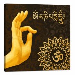 Tableau Bouddha vitarka-mudrā et symbole Om 40 x 40 cm