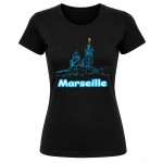 T-shirt femme Marseille noir taille XL
