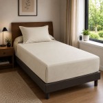 Drap housse couleur lin en percale de coton 80 fils 90 x 190 x 3