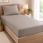 Drap housse Cendre en percale de coton 80 fils 90 x 190 x 30 cm