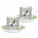 Set 2 tasses expresso Eccentric Cat avec sous-tasses