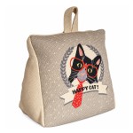 Cale-porte chat Happy Cat beige en polyester 19 cm