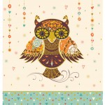 Carte Postale Hibou 3 volets avec enveloppe