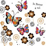 Carte Postale Papillons 2 volets avec enveloppe