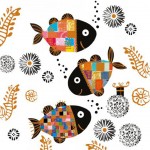 Carte Postale Poissons 2 volets avec enveloppe