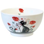 Bol en grs blanc chats coquelicots 480 ml