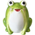 Tirelire grenouille verte en cramique 14 cm