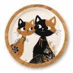 Coupelle chats en bois de manguier et r�sine Faye 15 cm