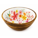 Saladier en bois de manguier d�cor floral