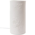 Grande lampe  poser blanche coquelicots