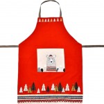 Tablier adulte ours dans les montagnes en coton rouge