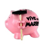 Tirelire cochon avec un petit marteau  vve les mariés