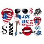 13 stickers muraux USA rock repositionnables planche 50 x 70 cm