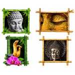 4 petits stickers muraux Bouddha zen en vinyle
